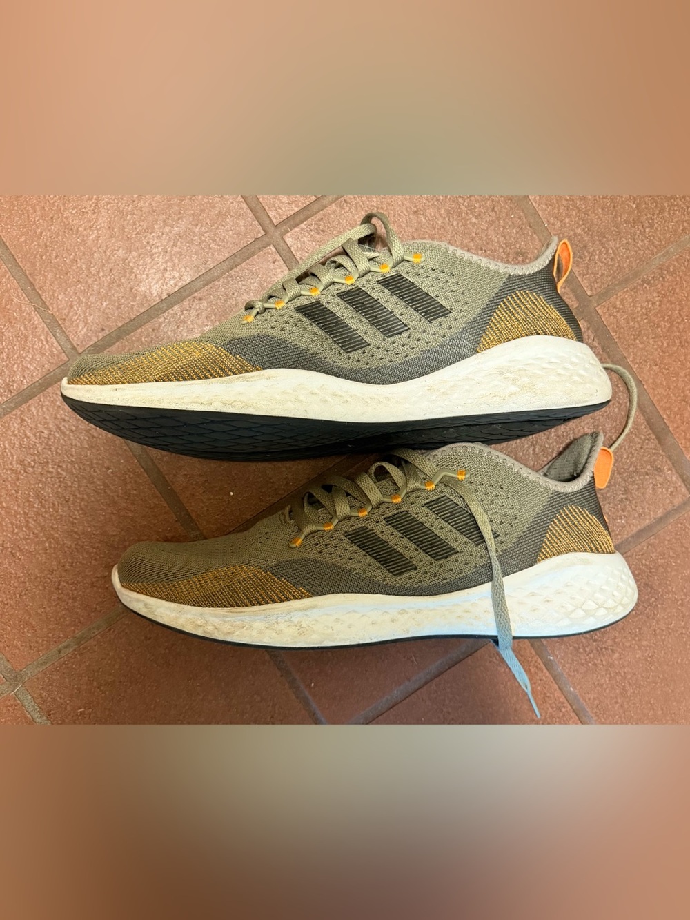 adidas Men’s Olive and Orange Athletic Running Shoes